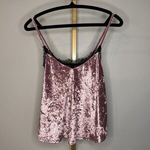 Pink Mauve Velvet Top with Black Lace